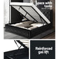 Artiss Bed Frame Double Size Gas Lift Base With Storage Black Leather Tiyo Collection