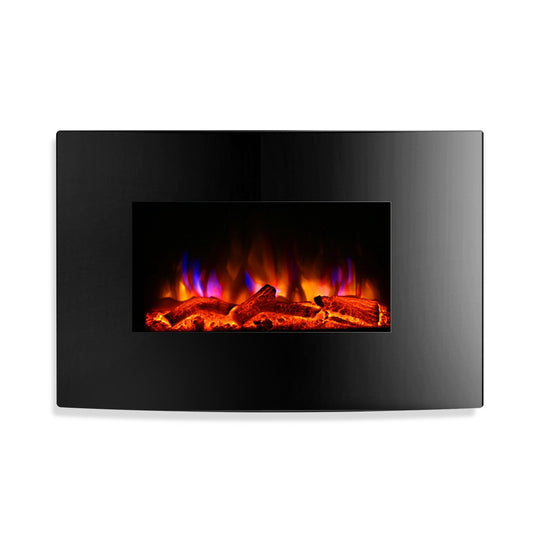 Devanti 2000W Wall Mounted Electric Fireplace Fire Log Wood Heater Realistic Flame