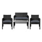 Gardeon Set of 4 Outdoor Lounge Setting Rattan Patio Wicker Dining Set Black