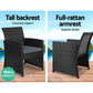Gardeon Set of 4 Outdoor Lounge Setting Rattan Patio Wicker Dining Set Black