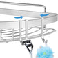 2 Pack Wall Mounted Adhesive Stainless Steel with Hooks Bathroom Shelf Storage Organizer